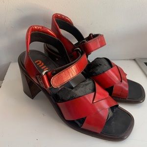 Miu Miu Cherry Red strap Heels
